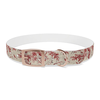 Toile Red Bird Dog Collar — Vintage Floral Pattern Pet Collar