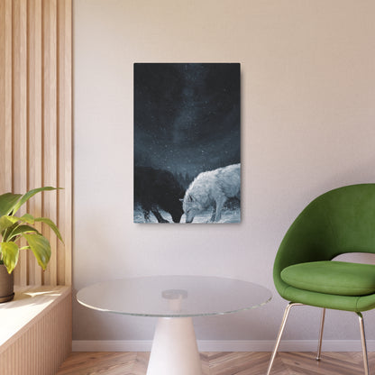 Twin Wolves Snow Scene Rustic Wall Decor