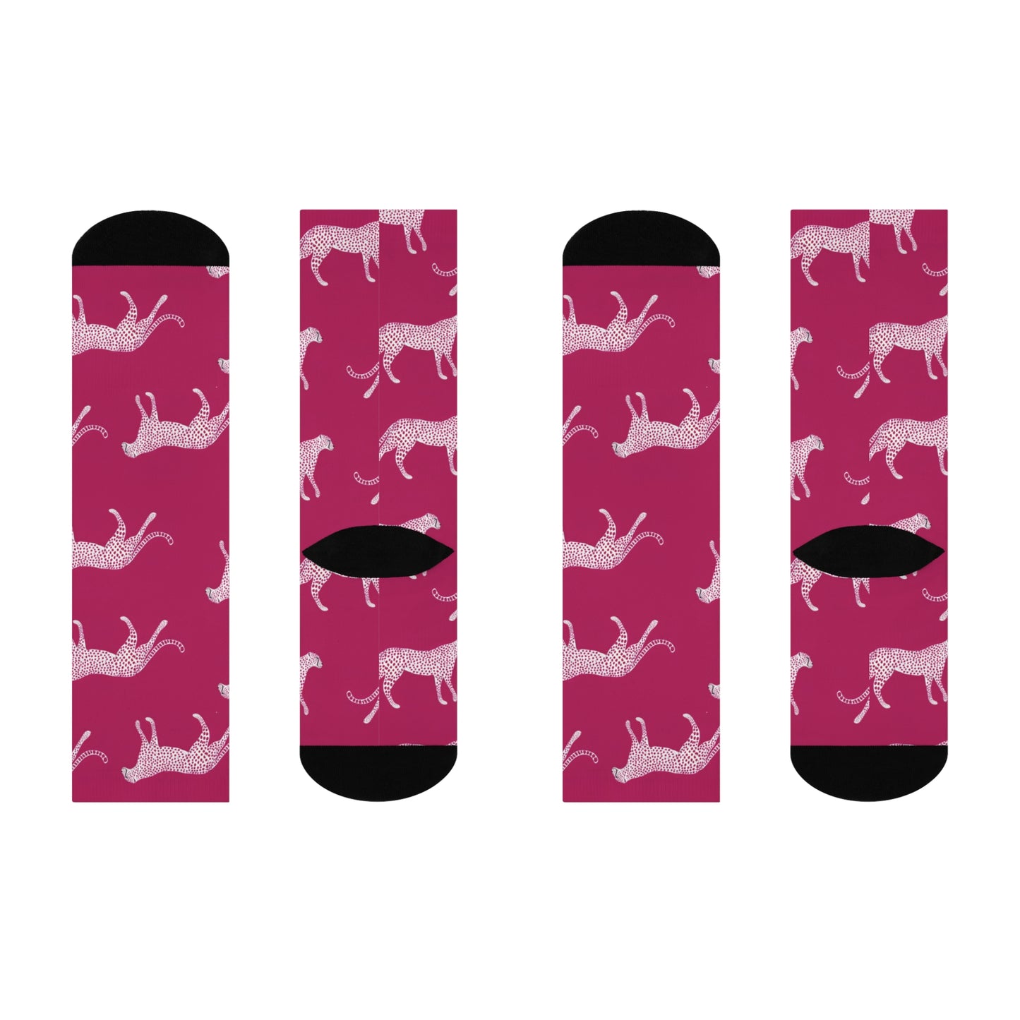Pink Greyhound Crew Socks — Cushioned Athletic Socks with Running Dog Pattern