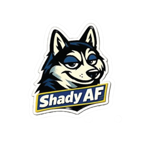 Shady AF Husky Sticker — Funny Sly Wolf Kiss-Cut Decal for Laptops & Water Bottles