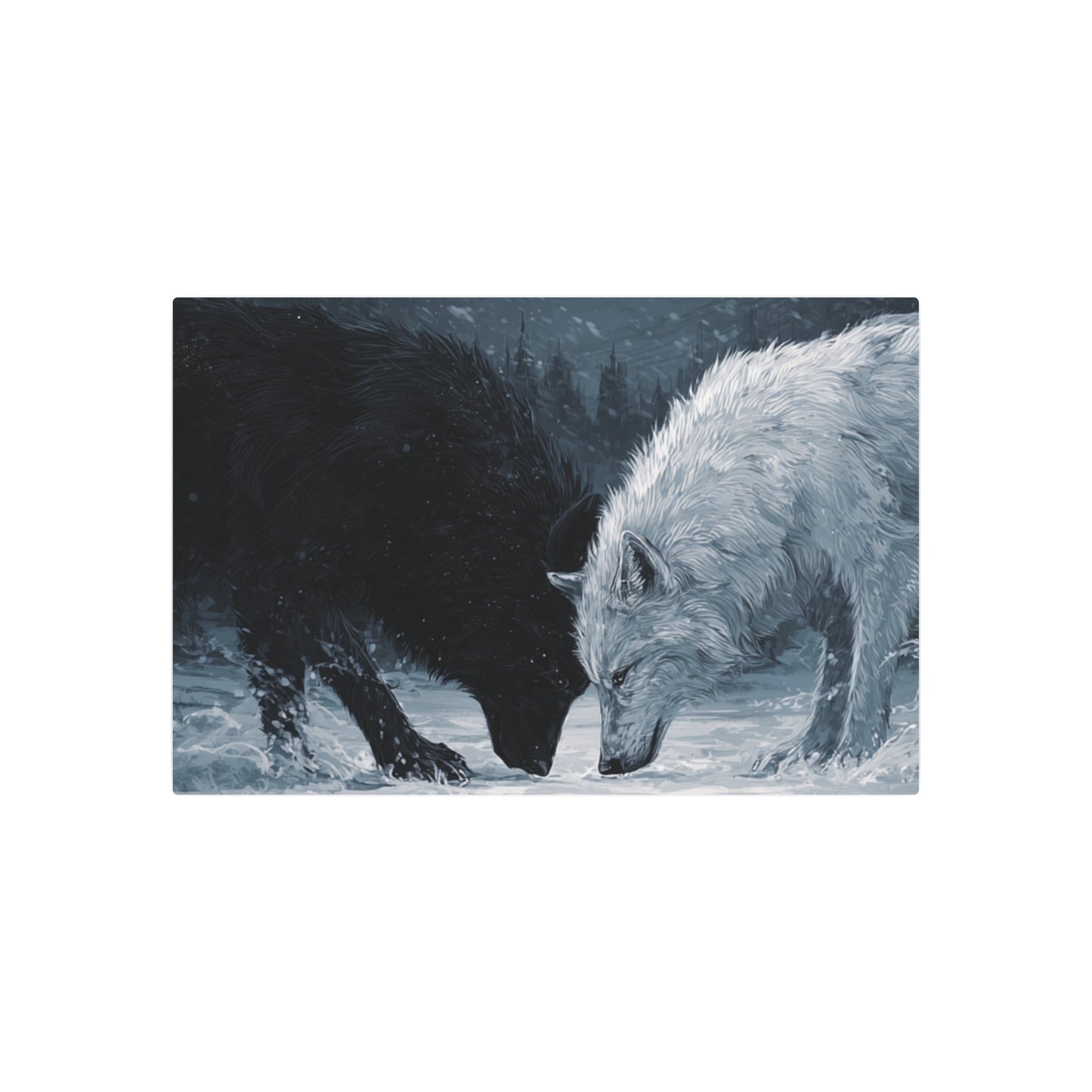 Twin Wolves Snow Scene Rustic Wall Decor