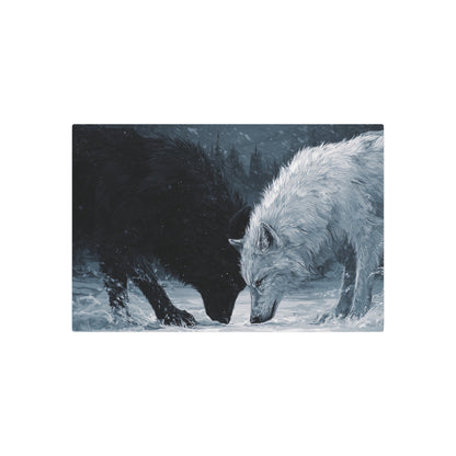Twin Wolves Snow Scene Rustic Wall Decor