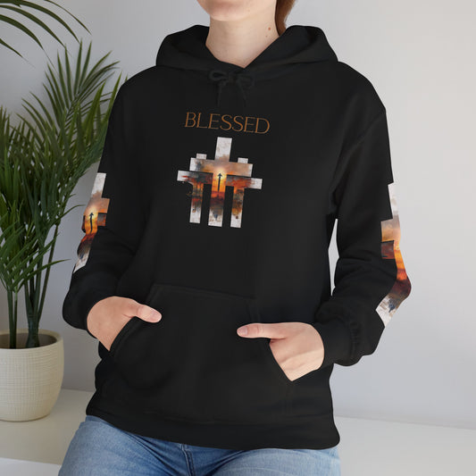 Blessed Cross Hoodie - Christian Faith Pullover for Men & Women