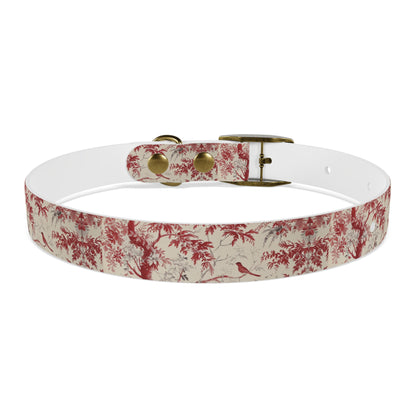 Toile Red Bird Dog Collar — Vintage Floral Pattern Pet Collar