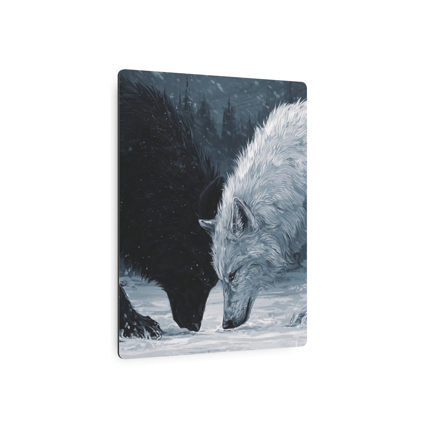 Twin Wolves Snow Scene Rustic Wall Decor