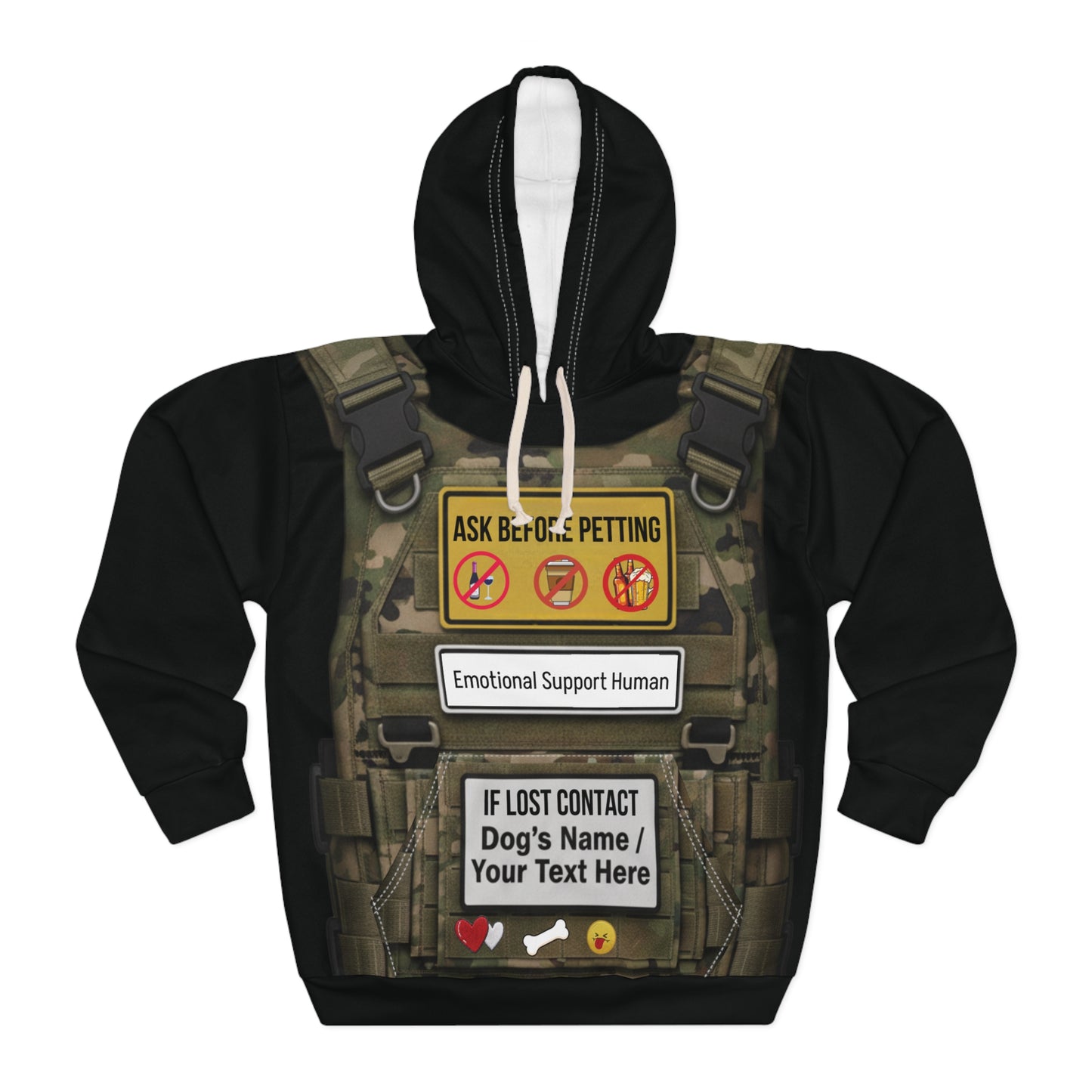 Humorous "Emotional Support Human Vest" Hoodie — Pet Is In control.