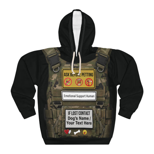 Humorous "Emotional Support Human Vest" Hoodie — Pet Is In control.