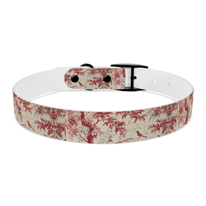 Toile Red Bird Dog Collar — Vintage Floral Pattern Pet Collar