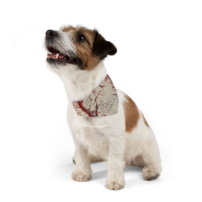 Vintage Toile Pet Bandana Collar – Red Floral Bird Print