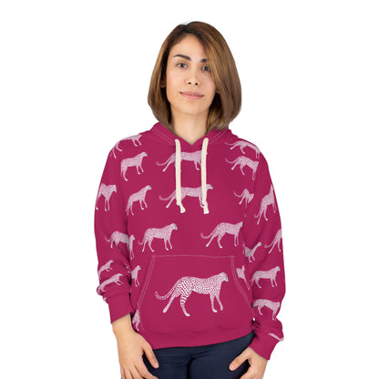 Cheetah Print Hoodie — Pink All-Over-Print Pullover