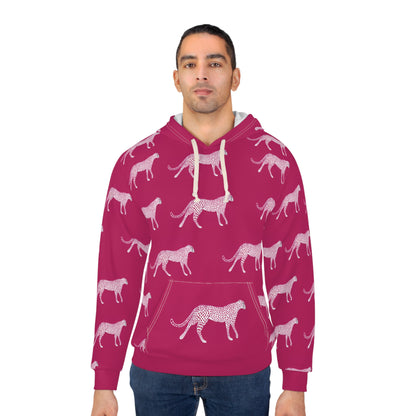 Cheetah Print Hoodie — Pink All-Over-Print Pullover