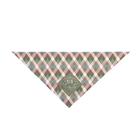 Plaid Pet Bandana — Pink & Sage Argyle Dog Scarf