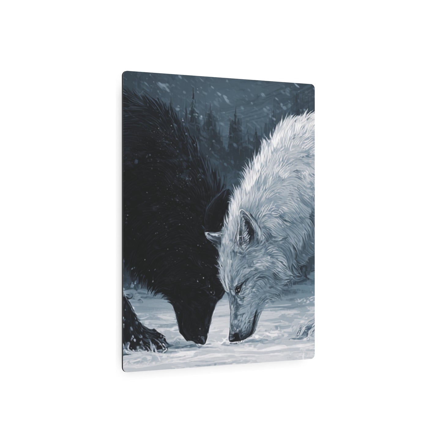 Twin Wolves Snow Scene Rustic Wall Decor