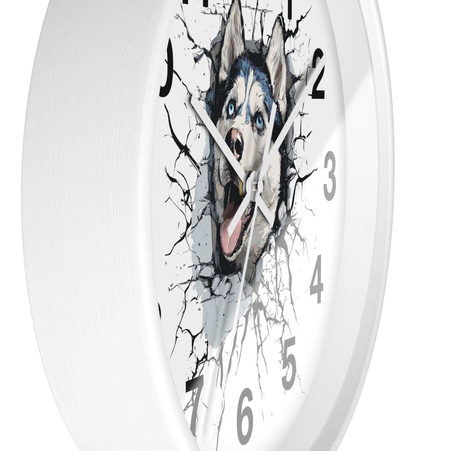 Husky Burst Wall Clock — Husky Busting Through a Clock Decorative Wall Clock