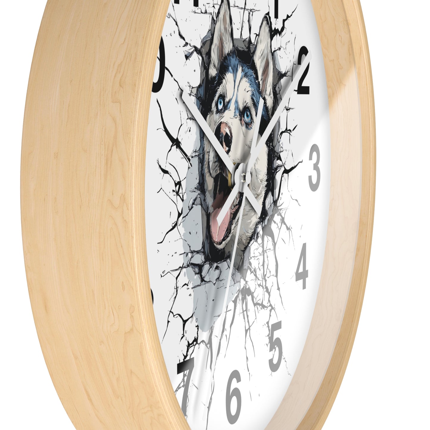 Husky Burst Wall Clock — Husky Busting Through a Clock Decorative Wall Clock