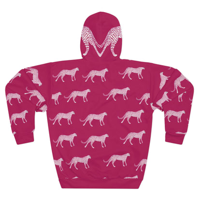 Cheetah Print Hoodie — Pink All-Over-Print Pullover