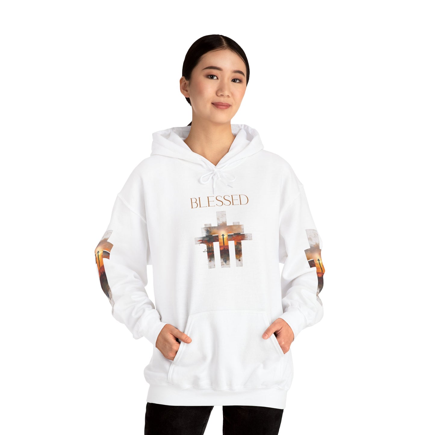 Blessed Cross Hoodie - Christian Faith Pullover for Men & Women