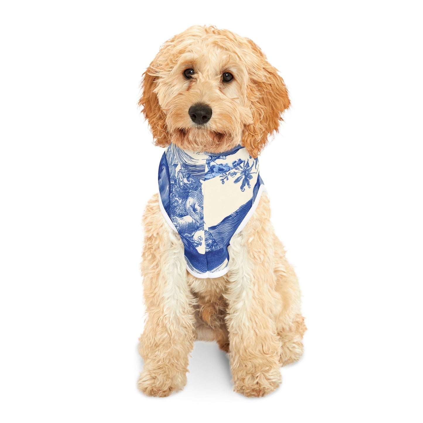 Blue Delft Dachshund Pet Hoodie — Vintage Tile Print Dog Hoodie