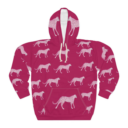 Cheetah Print Hoodie — Pink All-Over-Print Pullover