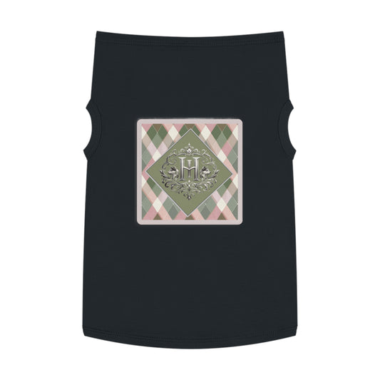 Monogram Argyle Pet Tank Top - Personalized 'H' Plaque Design
