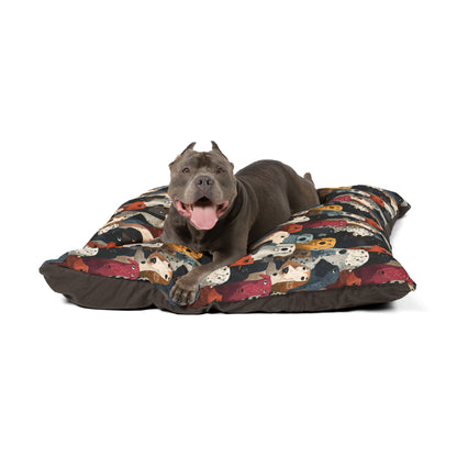 Colorful Dogs Pattern Pet Bed — Cozy Rectangular Dog & Cat Cushion