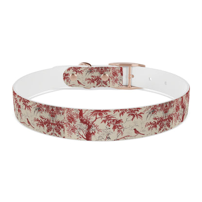 Toile Red Bird Dog Collar — Vintage Floral Pattern Pet Collar