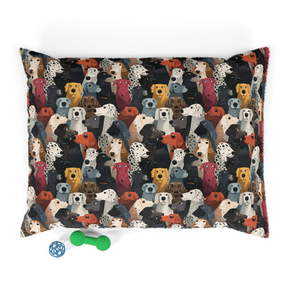 Colorful Dogs Pattern Pet Bed — Cozy Rectangular Dog & Cat Cushion