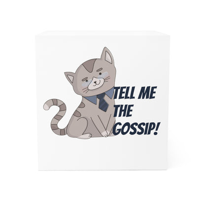 Gossip Cat Note Cube – Funny "Tell Me The Gossip!" Memo Block