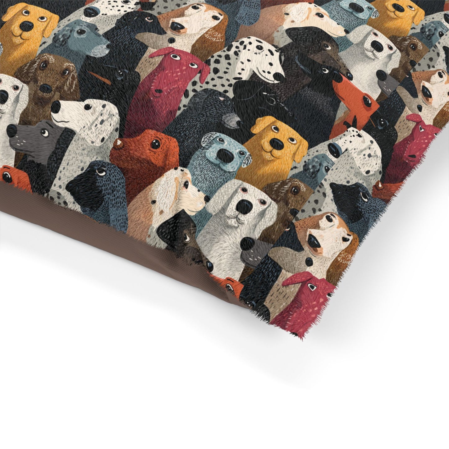 Colorful Dogs Pattern Pet Bed — Cozy Rectangular Dog & Cat Cushion
