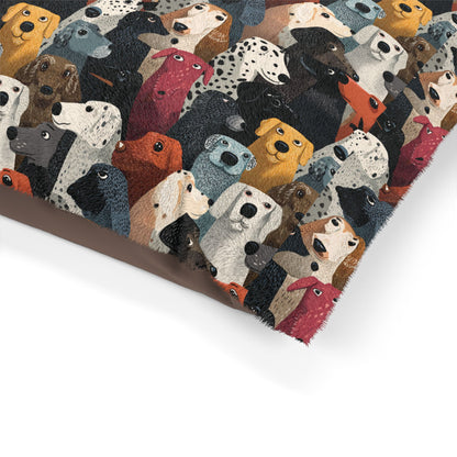Colorful Dogs Pattern Pet Bed — Cozy Rectangular Dog & Cat Cushion