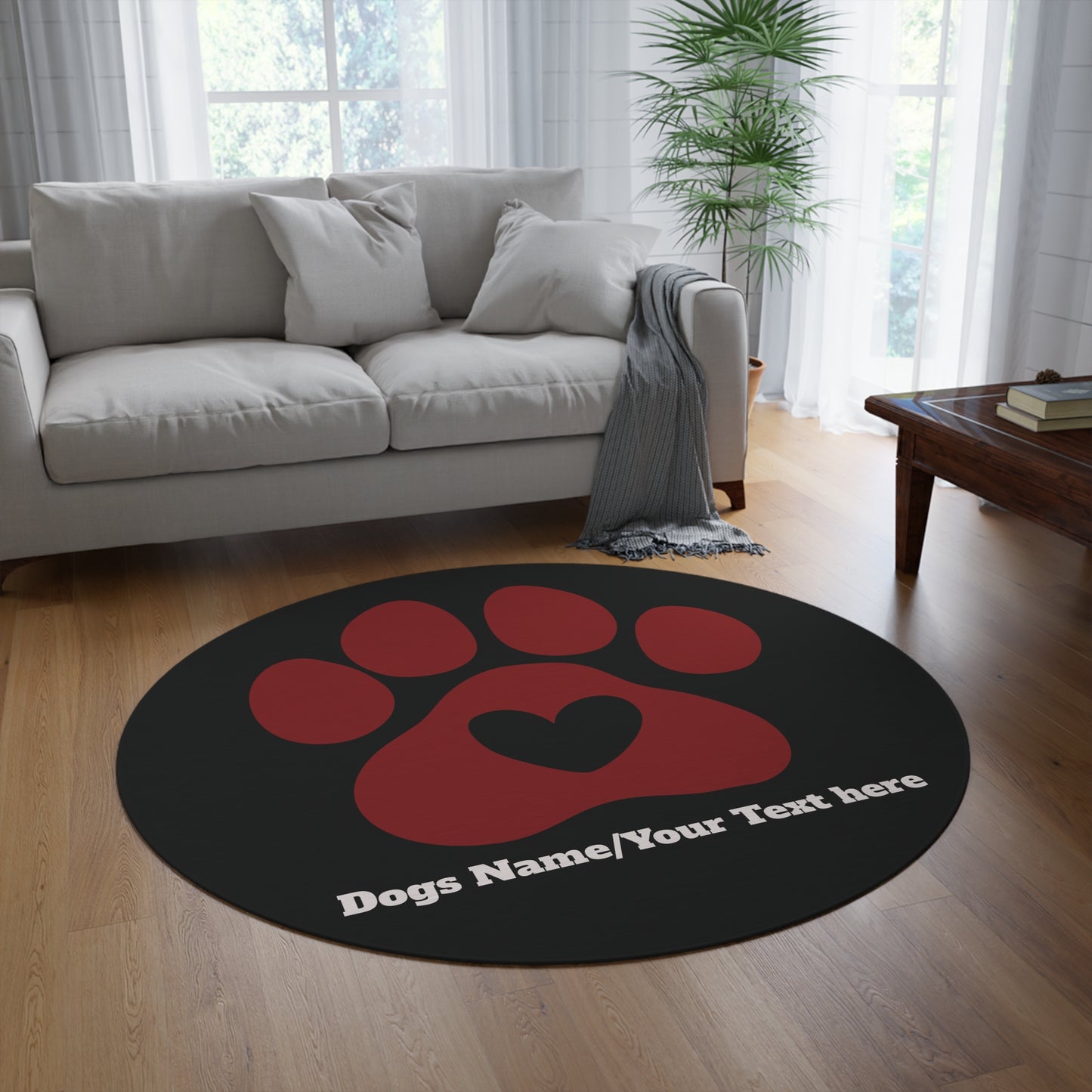 Personalized Dog Paw Print Floor Mat (Custom Name)
