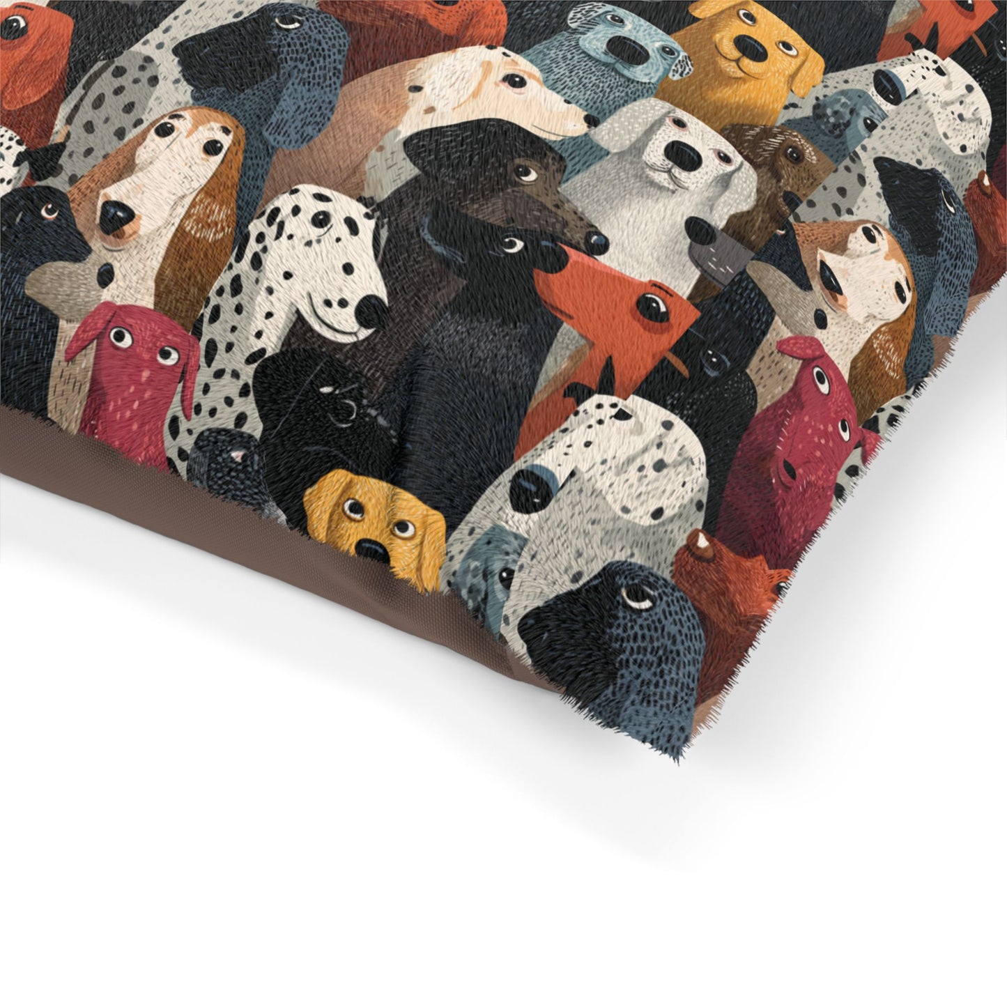 Colorful Dogs Pattern Pet Bed — Cozy Rectangular Dog & Cat Cushion
