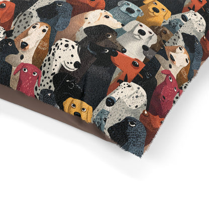 Colorful Dogs Pattern Pet Bed — Cozy Rectangular Dog & Cat Cushion