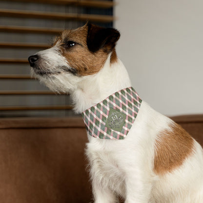 Plaid Pet Bandana Collar — Green & Pink Cozy Plaid Dog Bandana