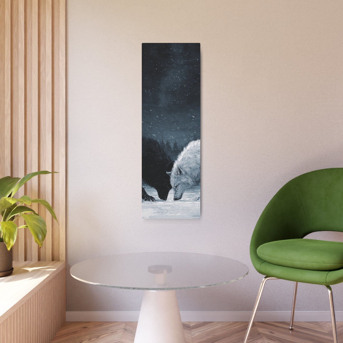 Twin Wolves Snow Scene Rustic Wall Decor