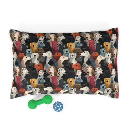 Colorful Dogs Pattern Pet Bed — Cozy Rectangular Dog & Cat Cushion