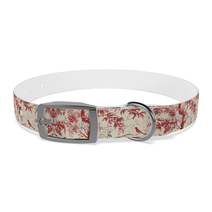 Toile Red Bird Dog Collar — Vintage Floral Pattern Pet Collar