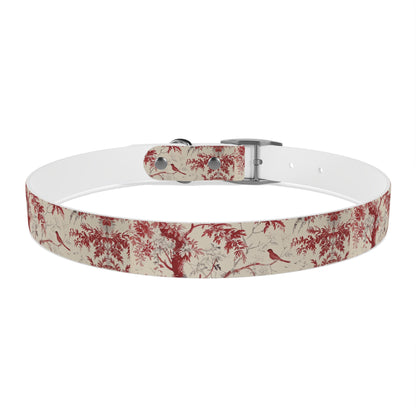 Toile Red Bird Dog Collar — Vintage Floral Pattern Pet Collar