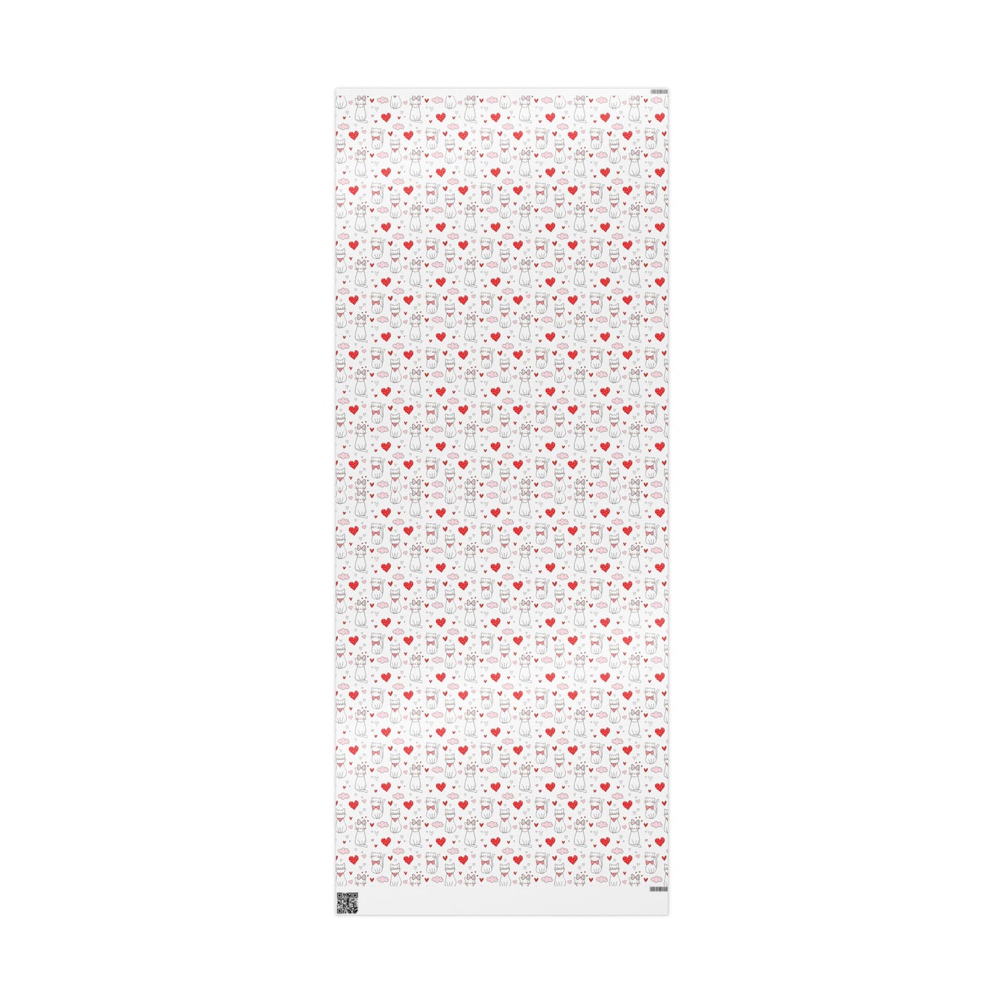 Valentine Cat & Hearts Wrapping Paper Roll — Cute Gift Wrap for Valentine's Day