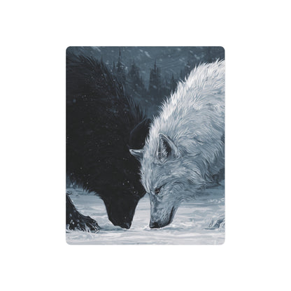 Twin Wolves Snow Scene Rustic Wall Decor