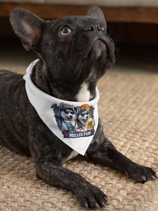 Husky Paw Beer Pet Bandana – 'Miller Paw' Graphic Dog Bandana