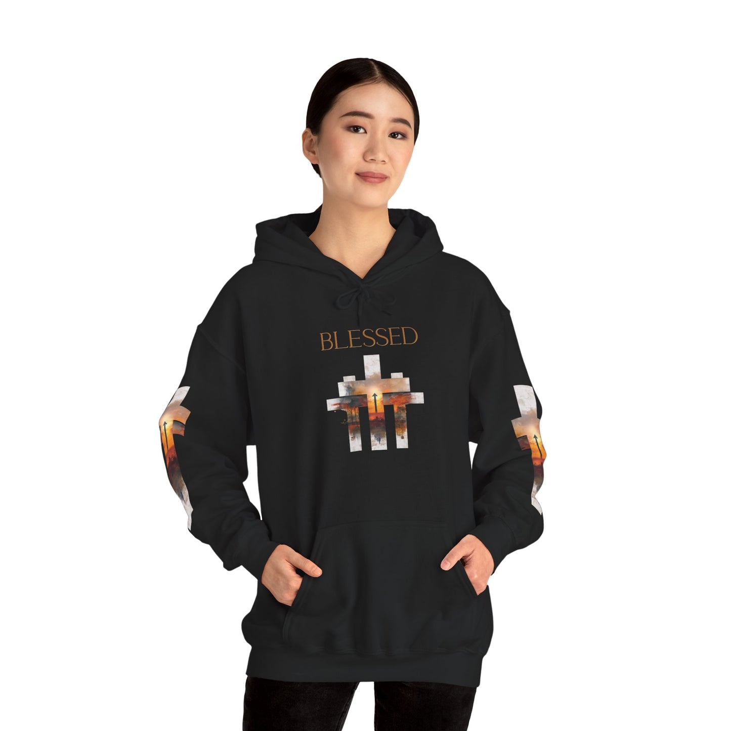Blessed Cross Hoodie - Christian Faith Pullover for Men & Women