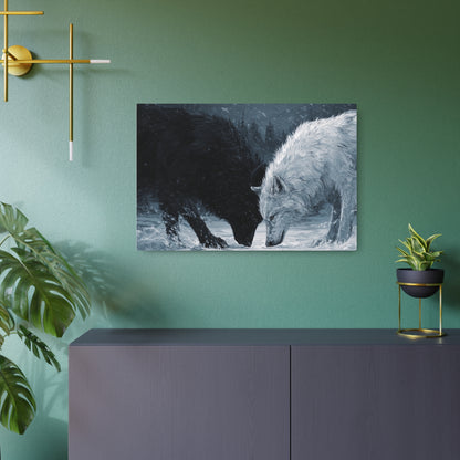 Twin Wolves Snow Scene Rustic Wall Decor