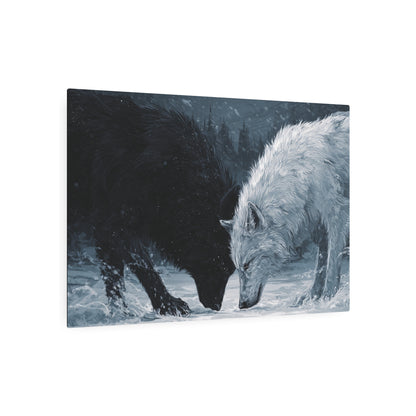 Twin Wolves Snow Scene Rustic Wall Decor