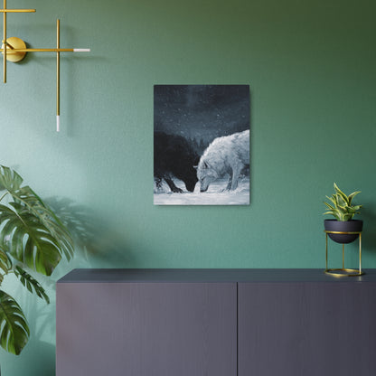 Twin Wolves Snow Scene Rustic Wall Decor