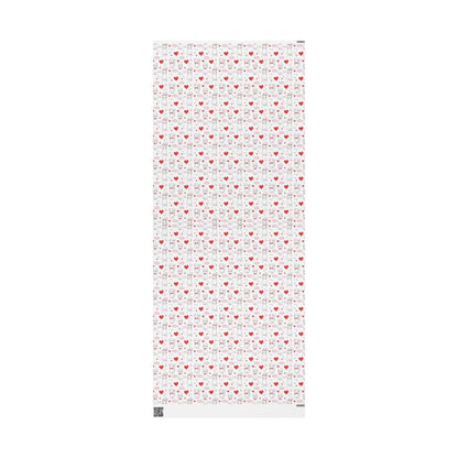 Valentine Cat & Hearts Wrapping Paper Roll — Cute Gift Wrap for Valentine's Day