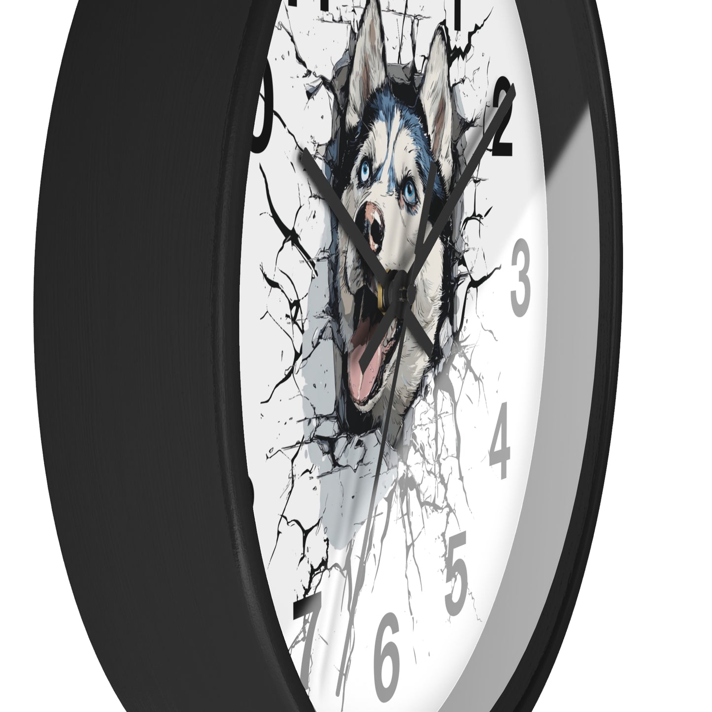 Husky Burst Wall Clock — Husky Busting Through a Clock Decorative Wall Clock