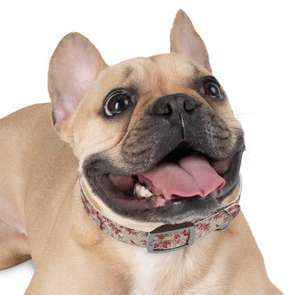 Toile Red Bird Dog Collar — Vintage Floral Pattern Pet Collar