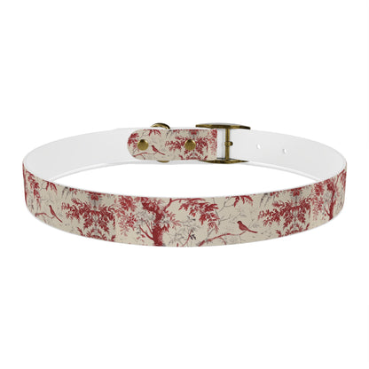 Toile Red Bird Dog Collar — Vintage Floral Pattern Pet Collar