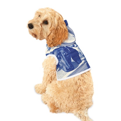 Blue Delft Dachshund Pet Hoodie — Vintage Tile Print Dog Hoodie